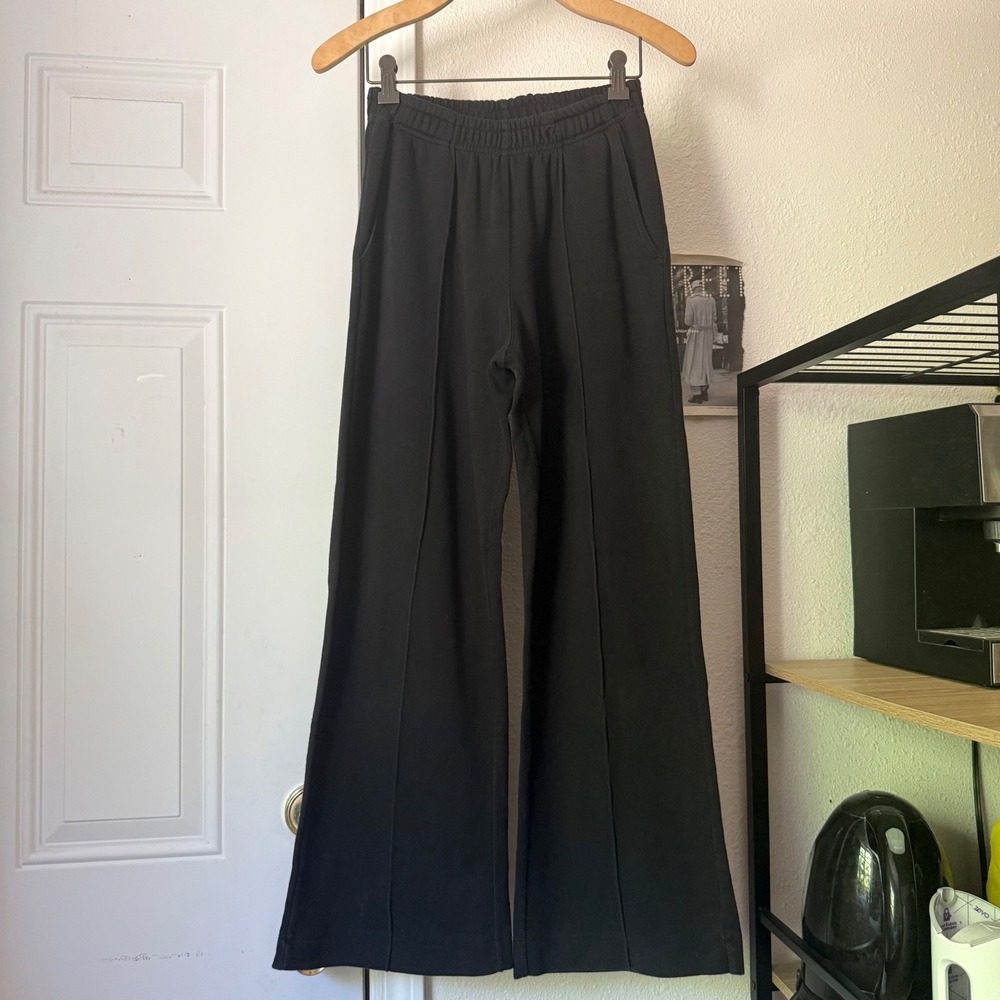BIG BUD PRESS black organic cotton pull on wide leg sweat pants